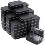 Tamicy Metal Rectangular Hinged Tins - Pack of 40 Matte Black Mini Portable Box Containers Small Empty Storage Tins with Lids Home Organizer Kit for Storage Drawing Pin Jewelry Crafts