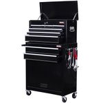 Excel 8-Drawer Metal Tool Chest Cabinet - Rolling Toolbox with Wheels, Handle, Pegboard, Hooks, Lockable Design - Heavy-Duty Steel Construction