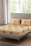 Portico New York Super King Size Super Soft Cotton Bedsheet with 2 Pillow Covers ; Size 9 x 9 ft ; Multicolor ; 100% Cotton Mercerized