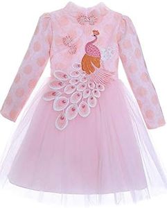 ELUCKFACE Girls Chinese Cheongsam Tutu Dresses Retro Embroidery Princess Dresses for Age 3-10Years Pink