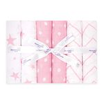 Bloomsbury Mill - Muslin Cloths for Baby - Soft 100% Organic Cotton Muslin Squares - Baby Muslins Pack of 6 - Large Burp Cloths - Baby Essentials For Newborn - Pink & White - 70x70cm