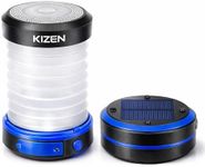 KIZEN Solar Camping Lantern - LED Lanterns for Power Outages, Camping Lights, Emergency Flashlight - Collapsible Lamp, Rechargeable W/ Solar or Plug