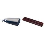 Stagg 13305 4.5-Inch Cowbell - Black & Theodore CLA7-RD Wooden Claves - Quality Rhythm Sticks - Red - Pair