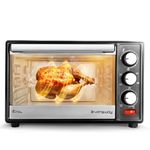 Longway Royal Plus OTG 28L Oven Toaster Griller with Illuminated Chamber, 360 °Motorized Rotisserie with Multiple Heating Modes for Baking Pizza Cake, Grilling Chicken & Toasting Bread (1500W, Silver)