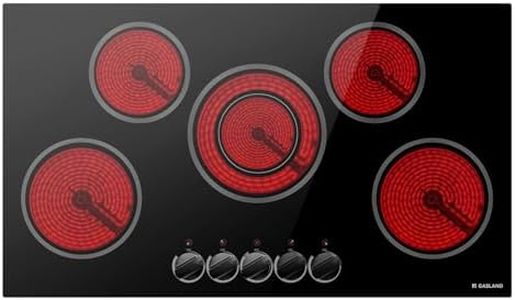 Electric Cooktop 36 Inch, GASLAND Chef CH90BS Built-in Radiant Stovetop 5 Burners, 220V, 7 Power Levels, Mechanical Knob Control, Hot Warning, Hardwired