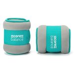 Core Balance Ankle and Wrist Weights Adjustable Strap Neoprene Fabric Set Of 2 x 1kg (Teal)