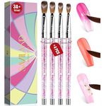 Saviland Acrylic Nail Brush Set - 4pcs Professional Acrylic Brush Set for Acrylic Powder Application 3D Nail Carving, Nail Art Brushes with Liquid Glitter Handle Size 4, Size 6, Size 10, Size 14