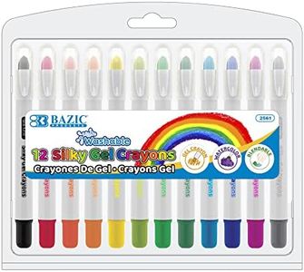 BAZIC Products Silky Gel Crayons 12 Color, Washable Blendable Non Toxic Watercolor Crayon for Coloring Book (12/Pack), 12-Packs