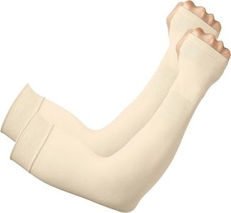 AZARIA Hand Gloves for Sun Protection Arm Sleeves for Men & Women, UPF 50 Arm Cover for Biking, Cricket, Cycling, Golf & Outdoor Sports, Arm Protection Sleeves for Women (Beige Color - 1 Pair)