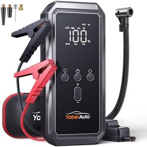Jump Starter Power Pack 5000A 21800mAh with Air Compressor 150PSI, YaberAuto Car Battery Jump Starter Power Bank (9.0 Gas/8.0L Diesel/Hybrid), 12V Car Battery Booster with 160W DC Out, 4 Modes Lights
