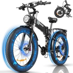 Ridstar Foldable Electric Bike for Adults,2000W 26'' Fat Tire Electric Bicycle, 48V 20AH Removable Battery,Dual Suspension Ebike