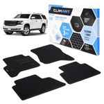 CLIM ART WaterTrap Custom Fit Floor Mats Compatible for Tahoe/Escalade 2015-2020, 1&2 Row, Car Mats Floor Liner, All-Weather, Car Accessories for Man & Woman,Black/Black-FL011215044