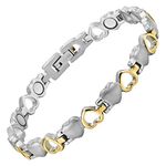 Willis Judd Womens Love Heart Titanium Magnetic Bracelet Adjustable, 7.5 inch, Titanium Stainless Steel Metal Copper