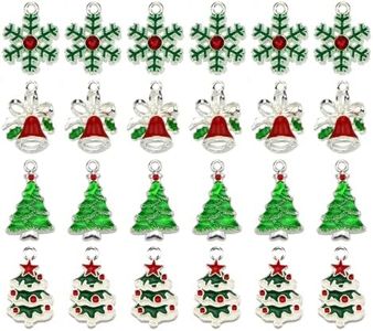 20PCS Christmas Theme Assorted Decorative Enamel Charm Pendant Christmas Tree Charms Snowflake Wreath Garland Craft Charm DIY for Necklace Bracelet Ankle Earring Jewelry DIY Making