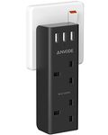 ANVODE Double Plug Adaptor with 3 USB Ports, Multi Plug 2 Way Socket Extensions Wall Charger Adapter, 13A UK Power Socket for Travel, Home and Office (Black)