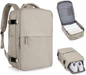 coofay Laptop Travel Backpack For Women Men Airline Approved Carry On Bags For Airplanes Underseat Luggage Backpack For Traveling On Airplane Personal Item Travel Bag For Airlines Light Brown