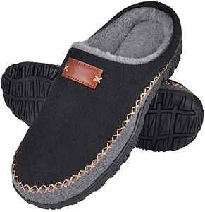 MIXIN Mens Memory Foam Slippers Moccasins Slip on Soft Warm Lining House Shoes Black Size 12