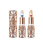 Color Changing Lipstick Lip Balm - Lip Tint Stain Temperature Color Changed - Long Lasting Moisturizer Jelly Lip Stick with Flower in Design - for Day & Night Use (2pcs red&blue flower)