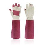 HANDLANDY Rose Pruning Gardening Gloves for Men & Women, Thornproof Long Gauntlet Gloves, Pigskin Leather - Breathable & Durability (Medium)