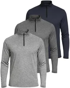 Real Essentials Mens Big and Tall King Size Quarter 1/4 Zip Pullover Long Sleeve Athletic Dry Fit Shirt Gym Running Golf Half Zip Top Workout Sweatshirts Sweater Jacket, Set 2, 4X Tall, Pack of 3