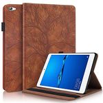 DodoBuy Case for Huawei MediaPad M5 Lite 10", Life Tree Pattern Magnetic Flip Smart Cover Wallet PU Leather Bag Multi-Angle Stand with Card Slots - Brown