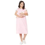 Moms n Mom Women's Knee-Length Maternity Dress With Zippers (MET PLAIN_Baby Pink_XL)