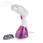 Swan SI12020N Handheld Garment Steamer, Lightweight, Removable Fabric Brush, Extra-Long 1.9m Power Cable, 1100W, 250ml Water Tank,White and Pink