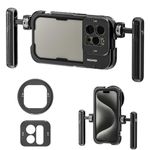 NEEWER 15 Pro Phone Cage Video Rig with Dual Handles Compatible with iPhone 15 Pro, Metal 67mm Filter Adapter, 17mm Lens Backplane, Phone Rig Smartphone Stabilizer for Video Recording, PA023K