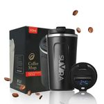 SUVIRA17Oz Temperature Display,Digital Smart Coffee Cup,Stainless Steel Mug,Vacuum Insulated Tumbler, Double Wall,Leakproof Lid, Maintains Both Warmth & Cold,Perfect for Car Travel,Office(Black)