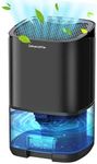 Powate Dehumidifier 1000ml, Dehumidifiers for Home, Auto Off &Coloured LED Light, Peltier Technology Update, Portable and Ultra Quiet, Dehumidifiers for Drying Clothes, Bedroom, Bathroom,Black