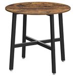 VASAGLE Dining Table, Round Kitchen Table, for Living Room, Office, 80 x 75 cm (Diameter x Height), Industrial Style, Rustic Brown and Black KDT080B01