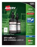 Avery UltraDuty GHS Chemical Labels for Pigment Inket Printers, Waterproof, UV Resistant, 2"x2", 600Pk (60526)