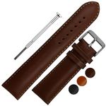 DBLACK ‘’ZEUS’’ Genuine Leather Watch Straps, Full-Padded, Matte Finish, Leather Watch Strap // For 18mm, 20mm, 22mm, or 24mm Genuine Leather Watch Bands (Choose Your Size & Color) (Brown, 22mm)