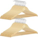 ZENO Wooden Coat Hangers - 40 Pack | 360 Degree Rotatory Hook Hangers For Clothes | Round Trouser Bar & Shoulder Notches | Durable Wardrobe Space Saver | Suitable for Coat, Jacket, Suit, Jumper