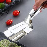 Prostuff.in Multifunction Cooking Serving Turner Frying Food Tongs 10 Inch Stainless Steel Steak Clip Clamp BBQ Kitchen Tongs