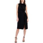 Anne Klein Women's Twist Wrap Midi Business Casual Dress, Asphalt, 16