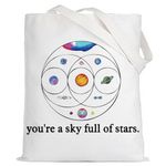 LEVLO Music Band Cosmetic Make Up Bag Star Moon Sun Lover Gift You're a Sky Full of Stars Make Up Zipper Bag for Women Girls, Full of Stars Tote, Tote Bag