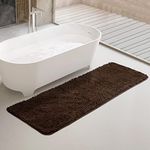 Yeaban Bathroom Runner Rug 24 x 60 Inch – Thick Chenille Long Bath Mat | Absorbent and Washable Extra Large Bath Rug Non-Slip, Plush Runner Rug for Bathroom, Shower, Sink - (Brown)