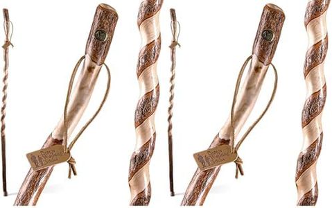 Hiking Walking Trekking Stick - Handcrafted Wooden Walking & Hiking Stick - Made in The USA by Brazos - Twisted Sassafras - 58 inches (Pack of 2)