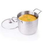 The Indus Valley Triply Stainless Steel Stock Pot/Handi/Biryani Pot/Dutch Oven With Glass Lid|22Cm/8.7 Inch,6.5Liter,2.3Kg|Induction Friendly|Nonstick 3-Layer Body,100% Pure&Toxin-Free