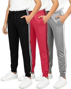 Real Essentials 3 Pack: Boy's Mesh Jogger Sweatpants - Youth Kids Baseball Football Athletic Pants with Pockets - Set 10, XS(6-7)