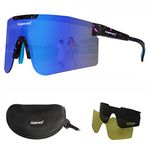 OUTDOORSPARTA Sports Sunglasses(3. Black/Point Temple, Revo Blue Lens)