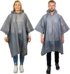 2 Pack of Rain Poncho Waterproof Adult Raincoats - Waterproof Rain Coats for Men or Ladies Raincoat - Reusable Waterproof Poncho Festival Accessories - Waterproof Ponchos Adults Rain Coat (Grey)