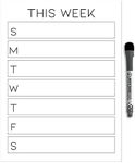 Dry Erase Weekly Calendar Planner Sticker Decal | Removable & Reusable | Magnetic Fine-Tip Marker Included (9 x 12 inches, White)