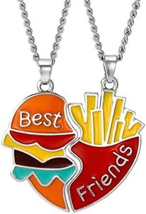 TSLRSA 2 Pcs BFF collana collana amicizia carino hamburger e patatine ciondolo gioielli migliore amica ragazza collana ragazze compleanno regalo ciondolo catena regalo (rosso giallo)