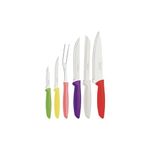 Tramontina Plenus Kitchen Knives Set of 6 with Paring, Bread, Chef and Steak Sharp Knife Plus Carving Fork, Vegetable Chopper, 23498916