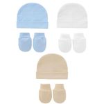 Snegyu Cotton Newborn Hospital Hat Baby Hat and Anti Scratch Mittens Set for 0-3 Months Newborn Baby Boys Girls Essentials Bonnet Infant Beanie Caps and Gloves 6pcs