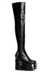 LAMODA Women's Out of Line Knee High Boot, Black Skull, 5 UK