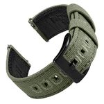 EACHE 20mm Canvas Leather Watch Strap for Mens with Army Green Military Watch Bands Compatible with Huawei Watch 2/Samsung Galaxy Watch Active