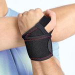 Hansaplast Active Wrist Support for Men & Women | Neoprene Wrist Band Supporter for Long Lasting Pain Relief & Stability | Skin Friendly Wrist Wrap/Strap with Thumb Loop for Comfortable Fit | One Size Fits Most | Brace for Workout, Gym, Badminton | Sprain, Strain, Preventive Care, Overuse Care